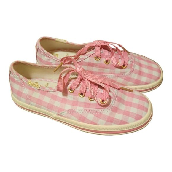 SOLD!! KATE SPADE X KEDS Pink And White Check Sneakers -  Size 9 - Picture 1 of 8
